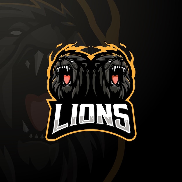 Vector de diseño de logotipo de mascota de esport de leones negros