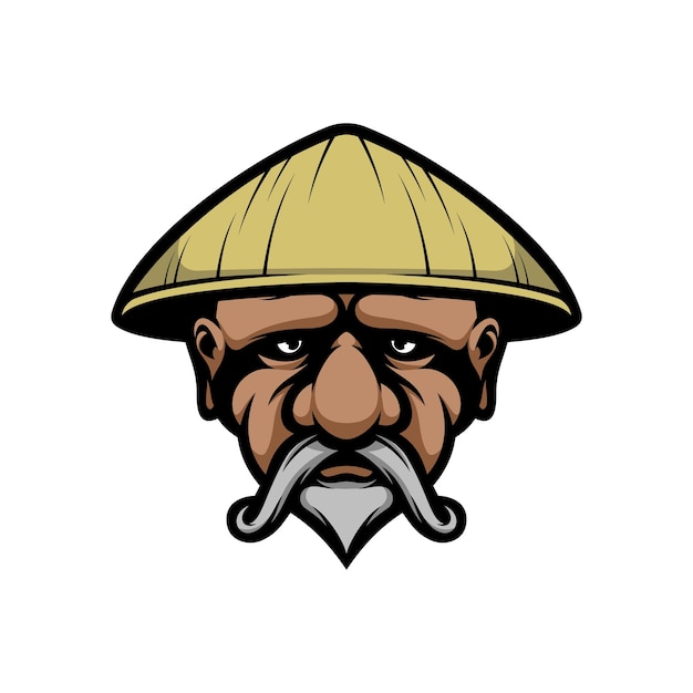 Vector de diseño de logotipo de mascota Farmerhat antiguo