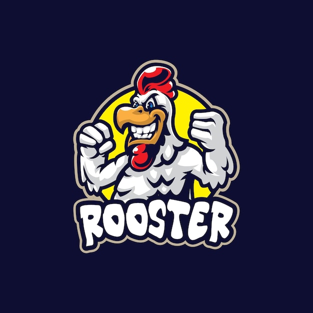 Vector de diseño de logotipo de mascota de gallo con estilo de concepto de ilustración moderno para emblema de insignia e impresión de camiseta Ilustración de gallo inteligente