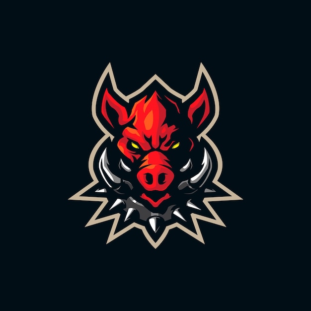 Vector de diseño de logotipo de mascota de jabalí con estilo de concepto de ilustración moderna para impresión de insignias, emblemas y camisetas. Ilustración de jabalí cabeza enojada.