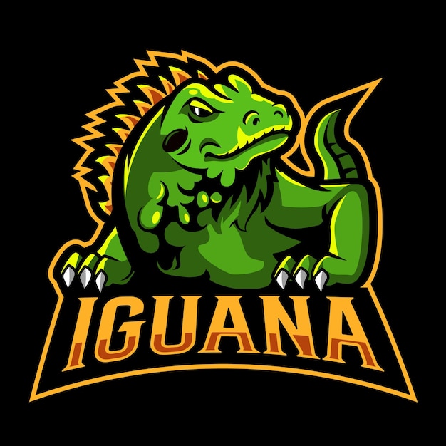 Vector de diseño del logotipo de la mascota PrintIguana con concepto de ilustración moderno