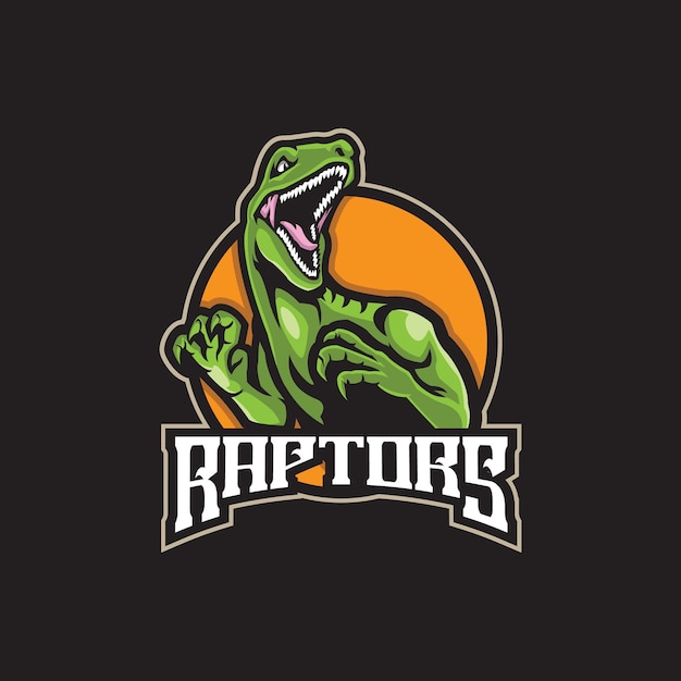 Vector de diseño de logotipo de mascota raptor con estilo de concepto de ilustración moderno para emblema de insignia e impresión de camiseta ilustración de raptor enojado para equipo deportivo