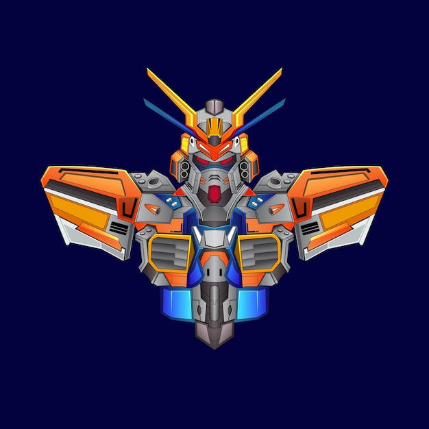 Vector de diseño de logotipo de mascota robótica con estilo de concepto de ilustración moderno para placa
