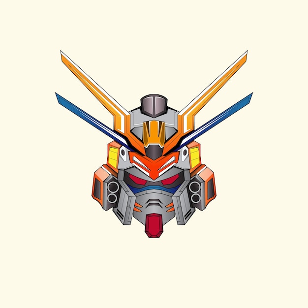 Vector de diseño de logotipo de mascota robótica principal con estilo de concepto de ilustración moderno para insignia