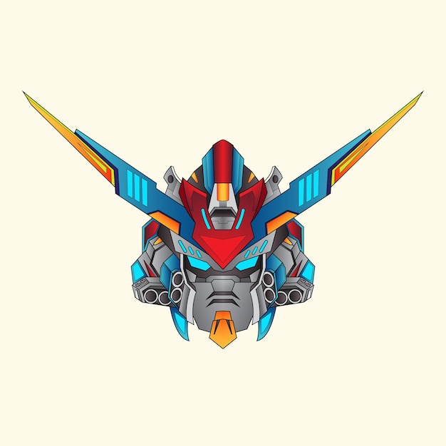 Vector de diseño de logotipo de mascota robótica principal con estilo de concepto de ilustración moderno para insignia