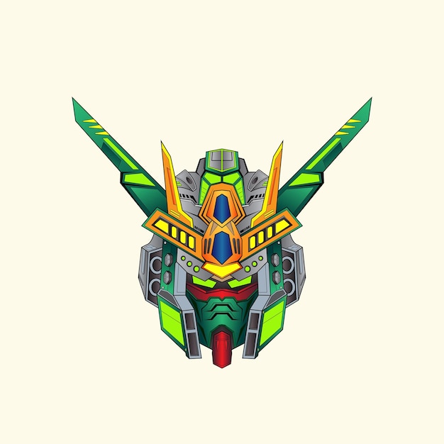 Vector de diseño de logotipo de mascota robótica principal con estilo de concepto de ilustración moderno para insignia