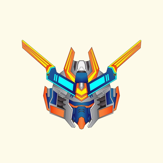 Vector de diseño de logotipo de mascota robótica principal con estilo de concepto de ilustración moderno para insignia