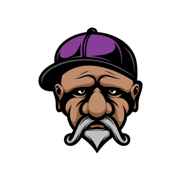Vector de diseño de logotipo de mascota de sombrero de anciano