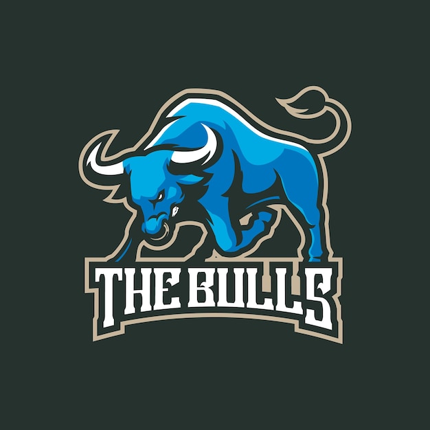 Vector de diseño de logotipo de mascota de toro con estilo de concepto de ilustración moderno para emblema de insignia e impresión de camiseta ilustración de toro enojado para equipo deportivo y deportivo