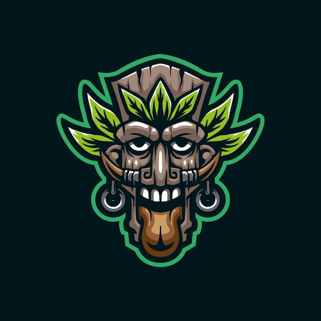Vector de diseño del logotipo de la mascota de la tribu con un estilo de concepto de ilustración moderno para el emblema de la insignia y la impresión de camisetas Ilustración de la cara de la tribu