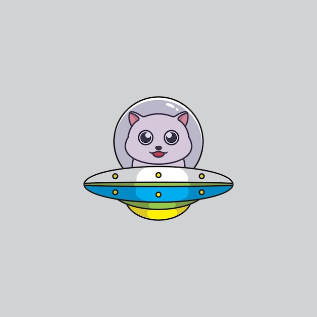 Vector de diseño de logotipo de mascota ufo de gato