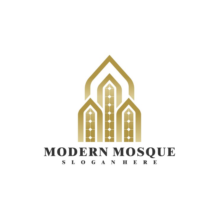 Vector el vector de diseño del logotipo de la mezquita es una plantilla de conceptos de logotipos de mezquitas creativos.