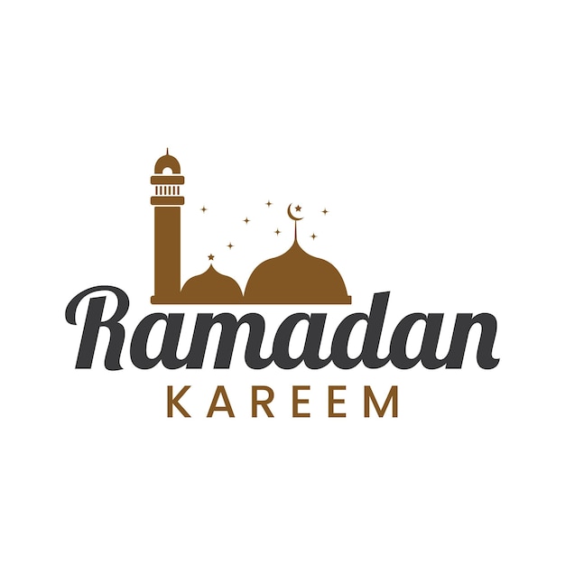 Vector vector de diseño del logotipo de la mezquita islámica de ramadán kareem