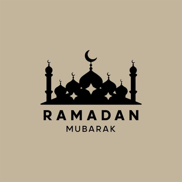 Vector de diseño del logotipo de la mezquita islámica Ramadan Kareem