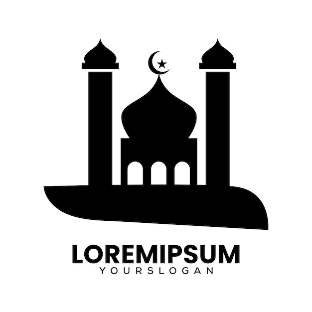 Vector de diseño de logotipo de mezquita y luna