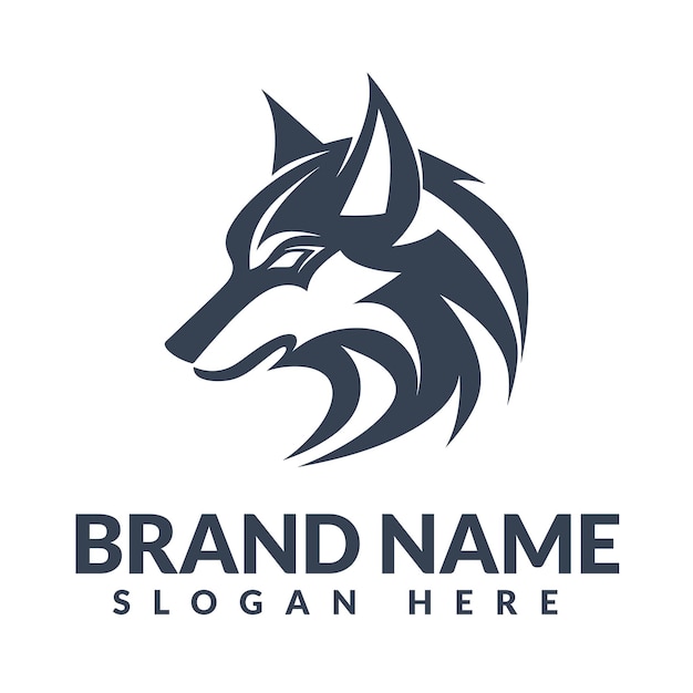 El vector de diseño de logotipo minimalista de la cabeza de lobo