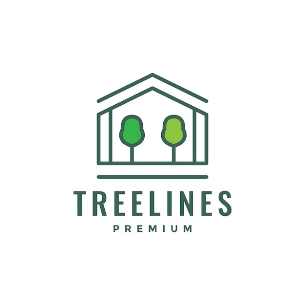 Vector de diseño de logotipo minimalista de la casa del árbol
