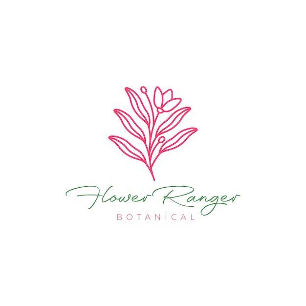 Vector de diseño de logotipo minimalista de flor botánica boho