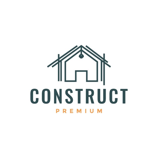 Vector de diseño de logotipo minimalista de iluminación del hogar de arquitecto de estructura de construcción