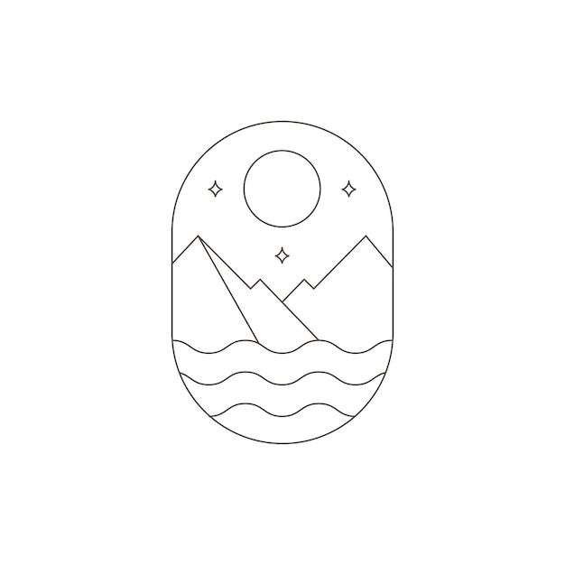 Vector de diseño de logotipo minimalista de naturaleza al aire libre de montaña