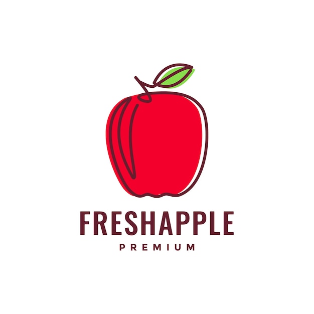 Vector de diseño de logotipo moderno de línea de jugo de manzana roja de fruta fresca