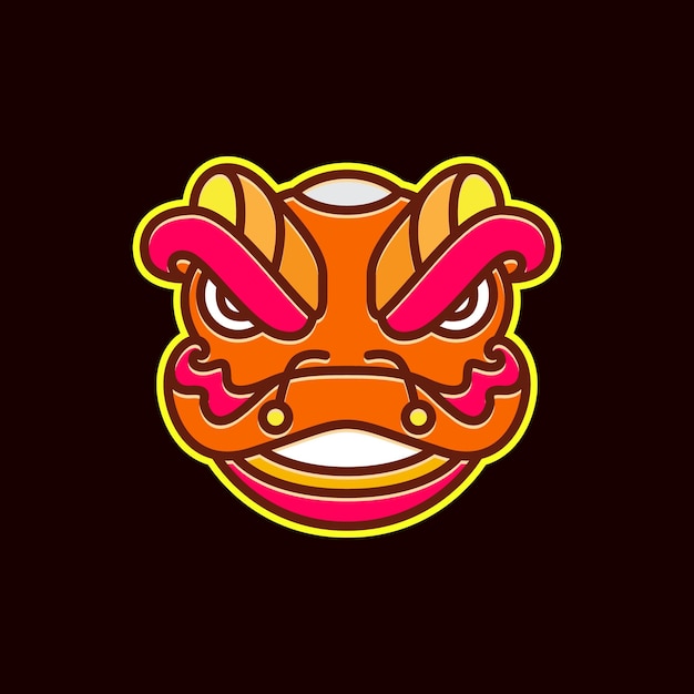 Vector de diseño de logotipo moderno minimalista colorido de arte de cabeza de danza de león festival de cultura china