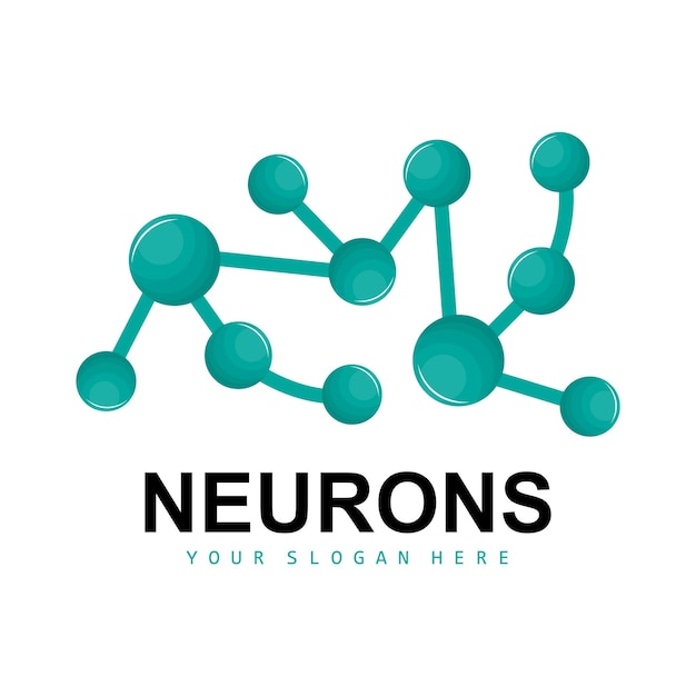 Vector de diseño de logotipo de molécula de logotipo de neurona e ilustración de plantilla