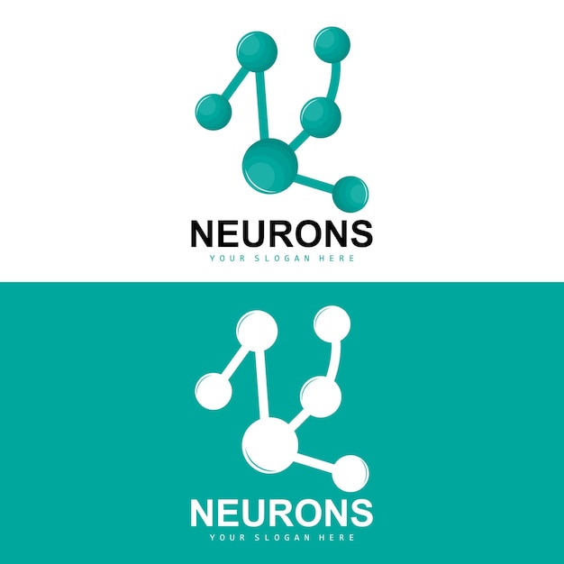 Vector de diseño de logotipo de molécula de logotipo de neurona e ilustración de plantilla