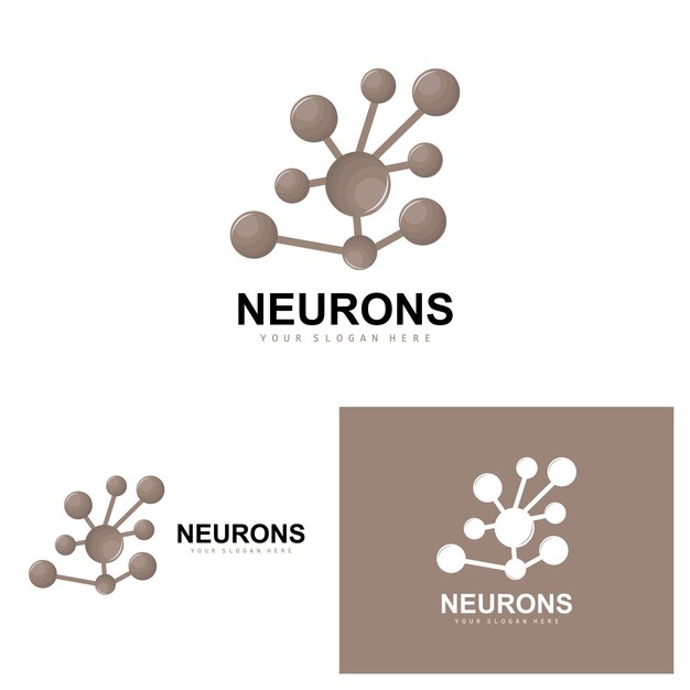 Vector de diseño de logotipo de molécula de logotipo de neurona e ilustración de plantilla