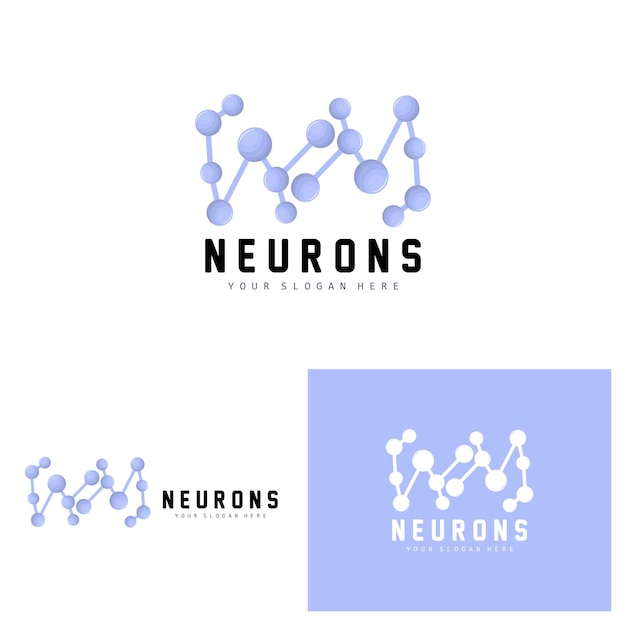 Vector de diseño de logotipo de molécula de logotipo de neurona e ilustración de plantilla