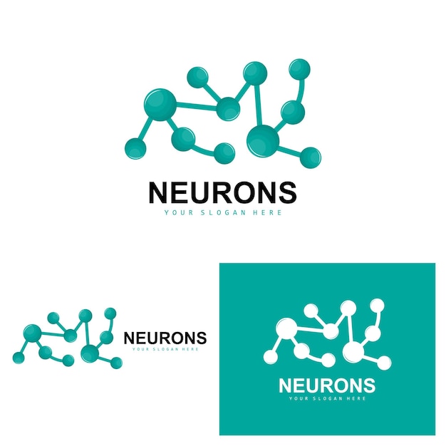 Vector de diseño de logotipo de molécula de logotipo de neurona e ilustración de plantilla