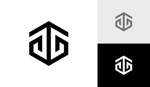 Vector de diseño de logotipo de monograma hexagonal inicial de letra AG