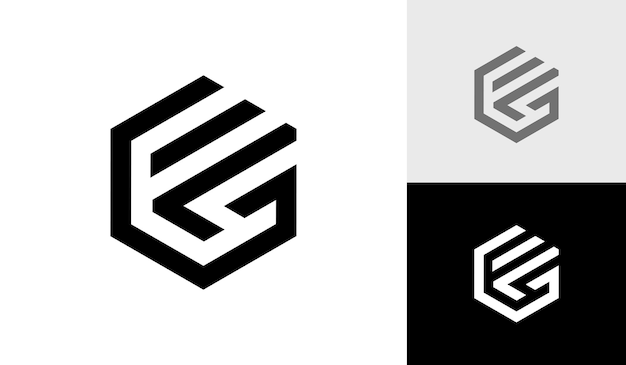 Vector de diseño de logotipo de monograma hexagonal inicial de letra GF