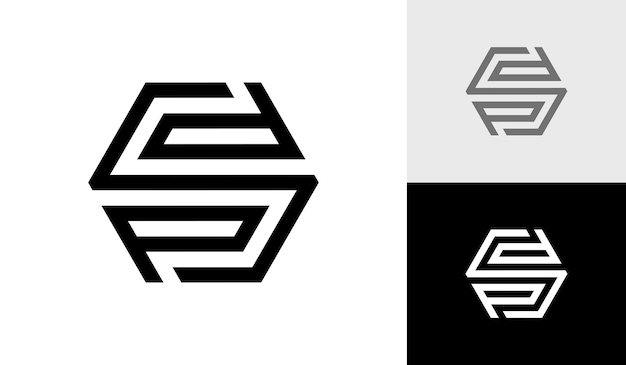 Vector de diseño de logotipo de monograma hexagonal inicial de letra SDP