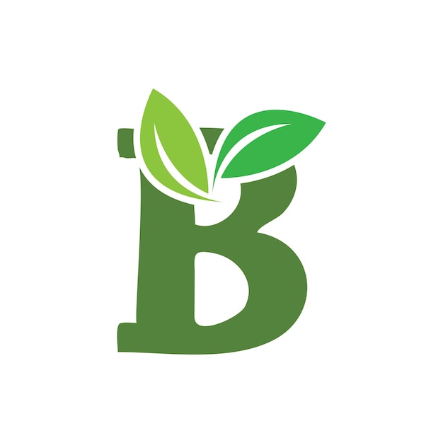 Vector de diseño de logotipo de monograma de hoja verde y letra b