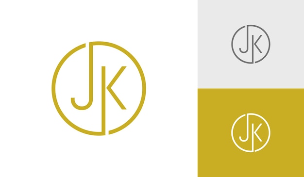 Vector de diseño de logotipo de monograma inicial de círculo de letra JK