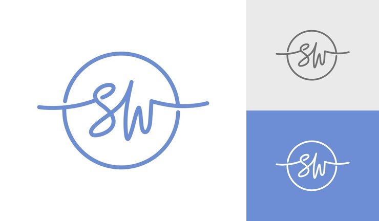 Vector vector de diseño de logotipo de monograma sw de letra de firma