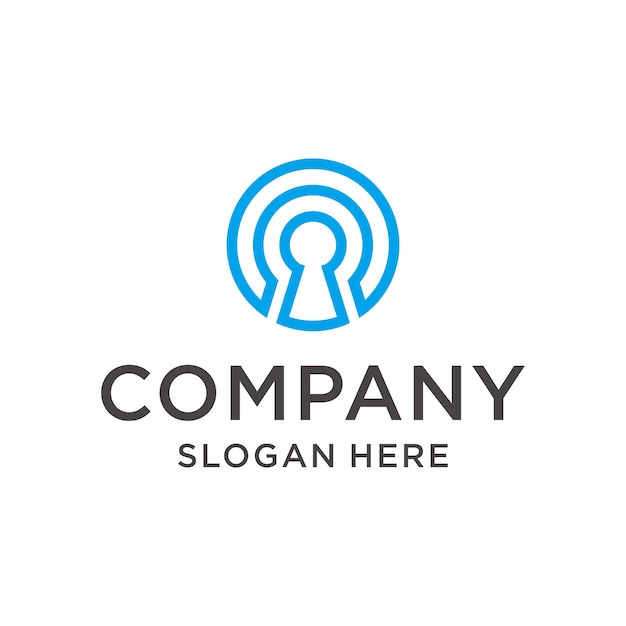 Vector de diseño de logotipo monoline de llave plana