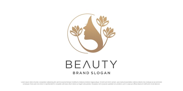 Vector de diseño de logotipo de mujer con concepto de naturaleza de belleza