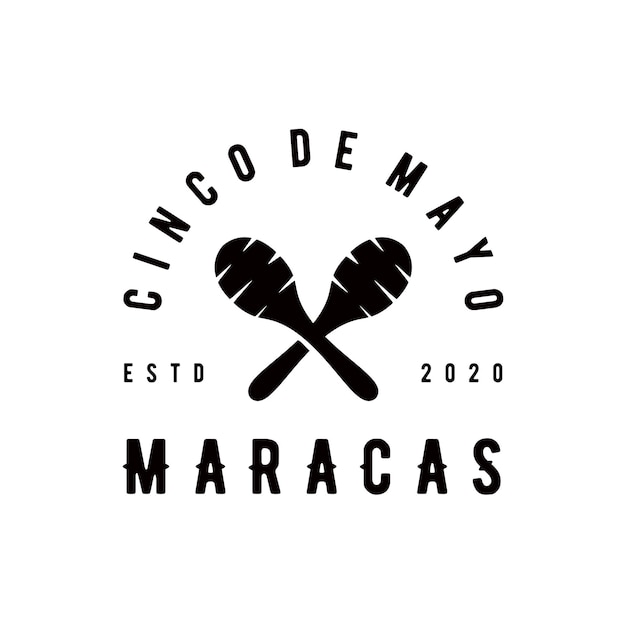 vector de diseño de logotipo de música de instrumento tradicional mexicano de maracas cruzadas