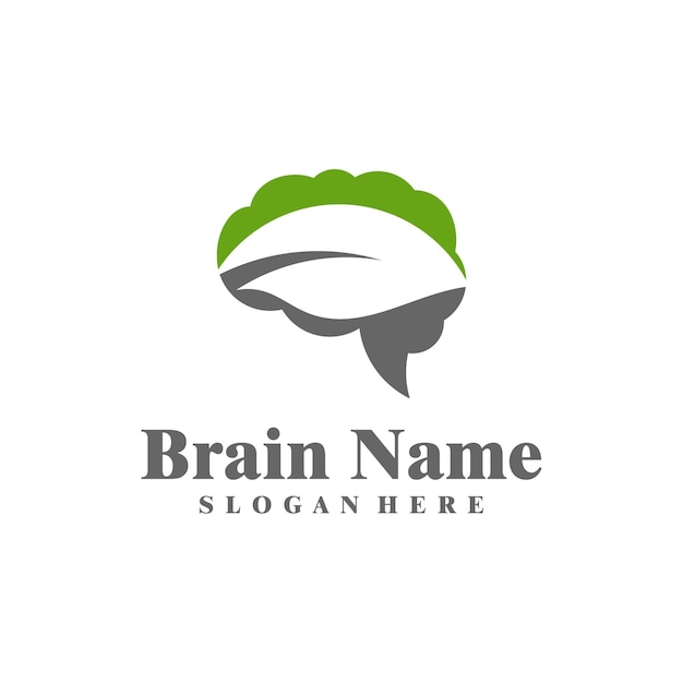 Vector de diseño de logotipo de Nature Brain Creative Brain con plantilla de conceptos de logotipo de Leaf