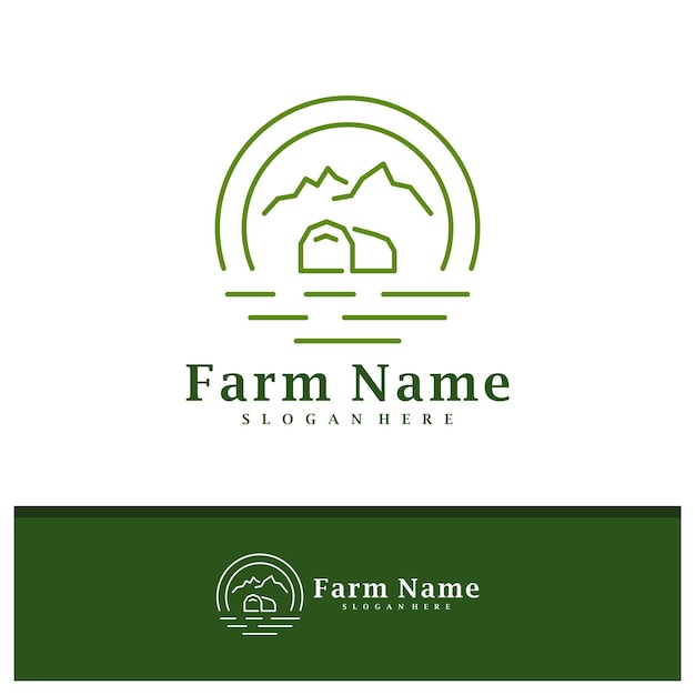 Vector de diseño de logotipo de Nature Farm Ilustración de plantilla de conceptos de logotipo de Creative Farm