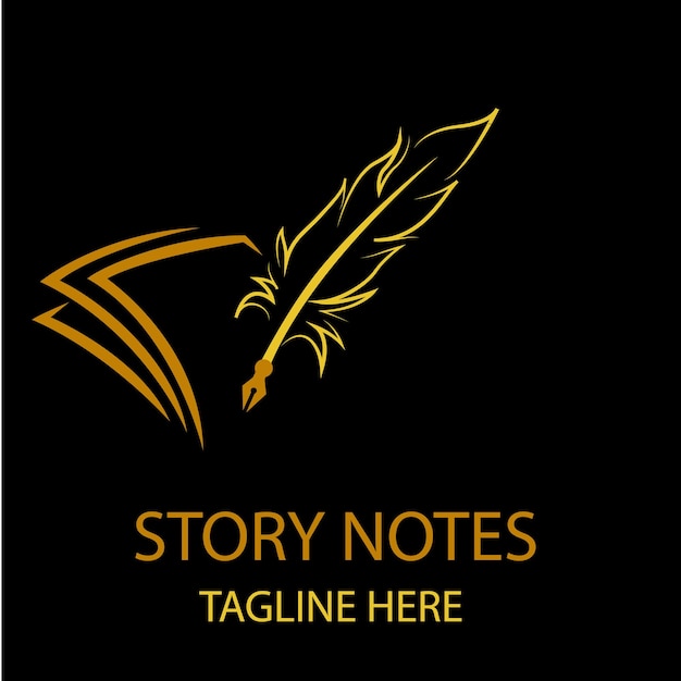 Vector de diseño de logotipo de nota y pluma
