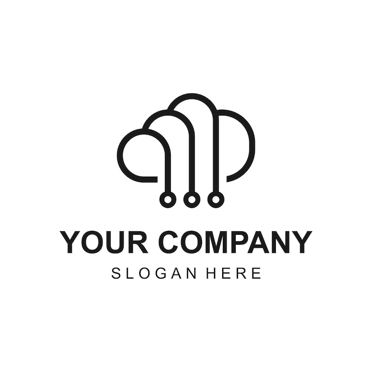 Vector vector de diseño de logotipo de nube de datos de cableado moderno
