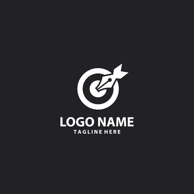 vector de diseño del logotipo objetivo de la pluma