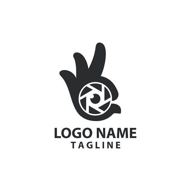 Vector de diseño del logotipo del obturador de mano