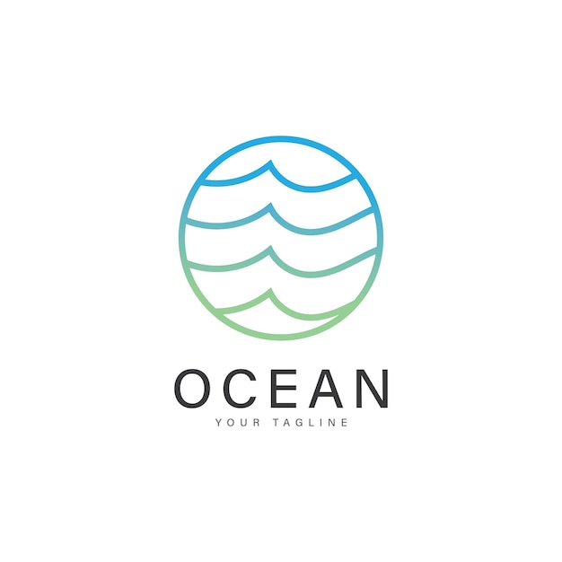 Vector de diseño del logotipo de las olas oceánicas