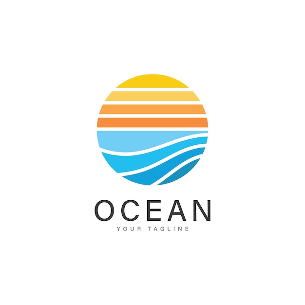Vector de diseño del logotipo de las olas oceánicas