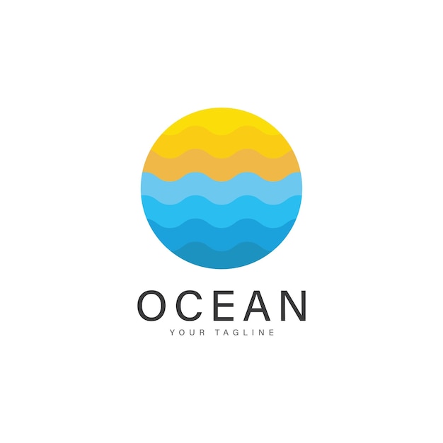 Vector de diseño del logotipo de las olas oceánicas