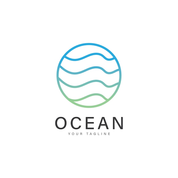 Vector de diseño del logotipo de las olas oceánicas